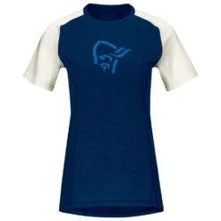 Maillot VTT Norrona Fjørå Wool T-Shirt W's Indigo Night Snowdrop